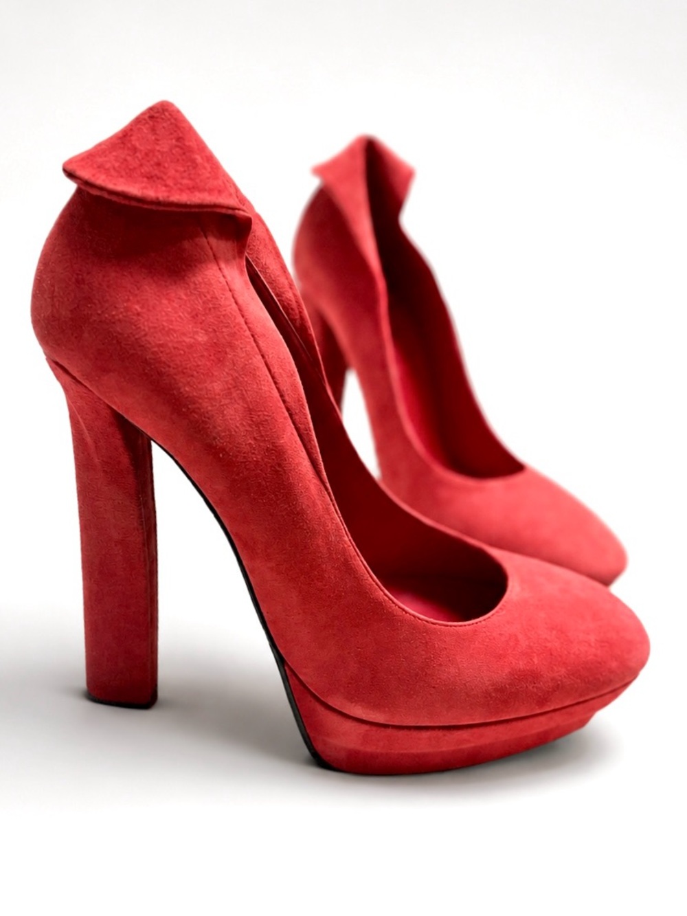 NWT Bottega Veneta Red Suede Platform High Heel Pumps Size 40 US 10 New in Box - Picture 3 of 16